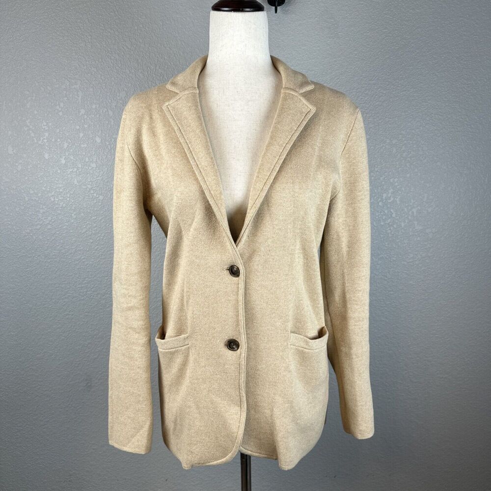 J. Crew Mercantile Womens 2 Button Sweater Blazer Size S Beige 100% Cotton